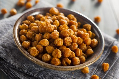 Healthy Roasted Seasoned Chick Peas with Different Spices ** Note: Shallow depth of field