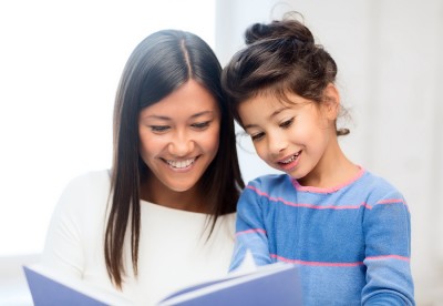  Mother and daughter with book
