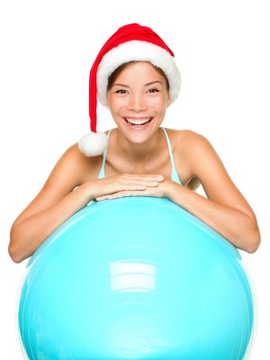 Christmas Fitness Woman In Santa Hat