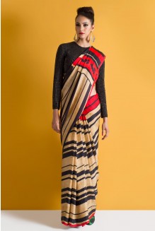 vintage striped saree