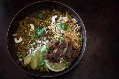Mung Bean Bowl with Cumin Scented Crispy Onions