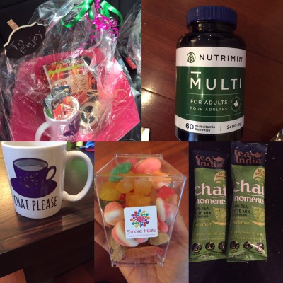 Ramadan inspired basket with items from Nutrimin Canada, Tea Indina, SmoreTreats & the pamperedmuslimah
