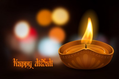 burning oil lamp diya on Diwali Holiday,